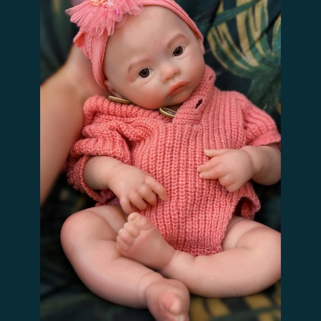 45cm Meadow Can Open Mouth Solid bebe reborn de silicona Girl Doll With 3D Painted Skin Lifelike Real Reborn Baby Doll lifelikesiliconereborns.com