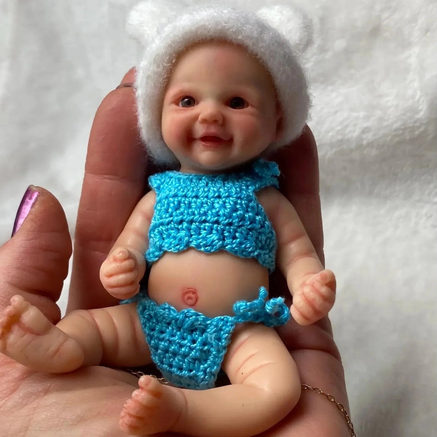 15CM Painted Full Body Solid Silicone Reborn Mini Palm Bebe Dolls Handmade Cute Girl Reborn Silicone Dolls реборн мальчик lifelikesiliconereborns.com