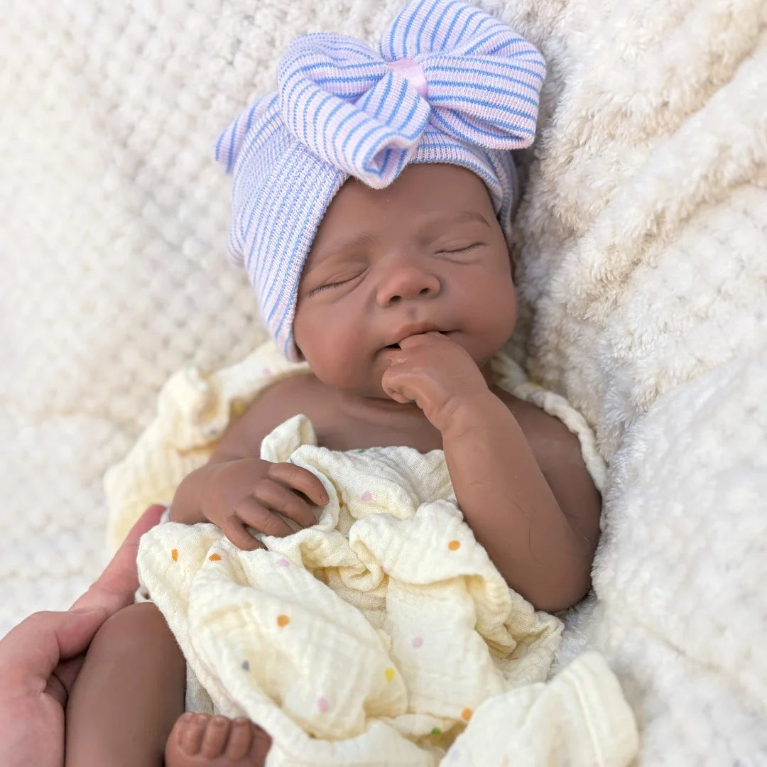 18Inch Can Open Mouth Dark Skin Pascale bebe reborn de silicona Doll With Painted Skin Soft Touch Feeling Rooted Eyelashes Doll lifelikesiliconereborns.com