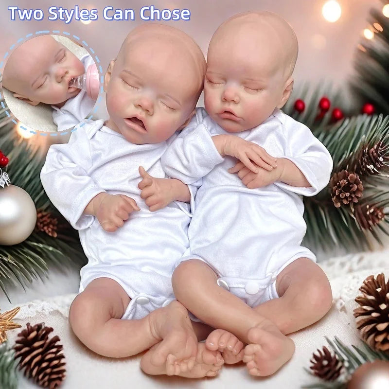 40-45cm Twins Full Body Solid Silicone Bebe Reborn Girls 3D Painted Skin Soft Touch Reborn Baby Girls For Family's Gift lifelikesiliconereborns.com