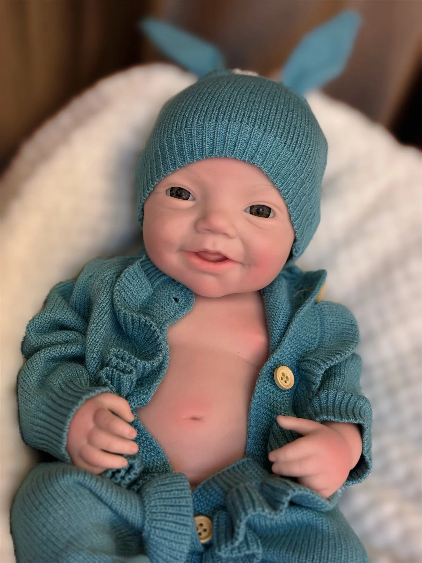 18Inch Open Eyes Full Body Silicone Reborn Girl Doll With 3D Painted Skin Handmade Can Open Mouth Newborn Baby Girl Doll lifelikesiliconereborns.com