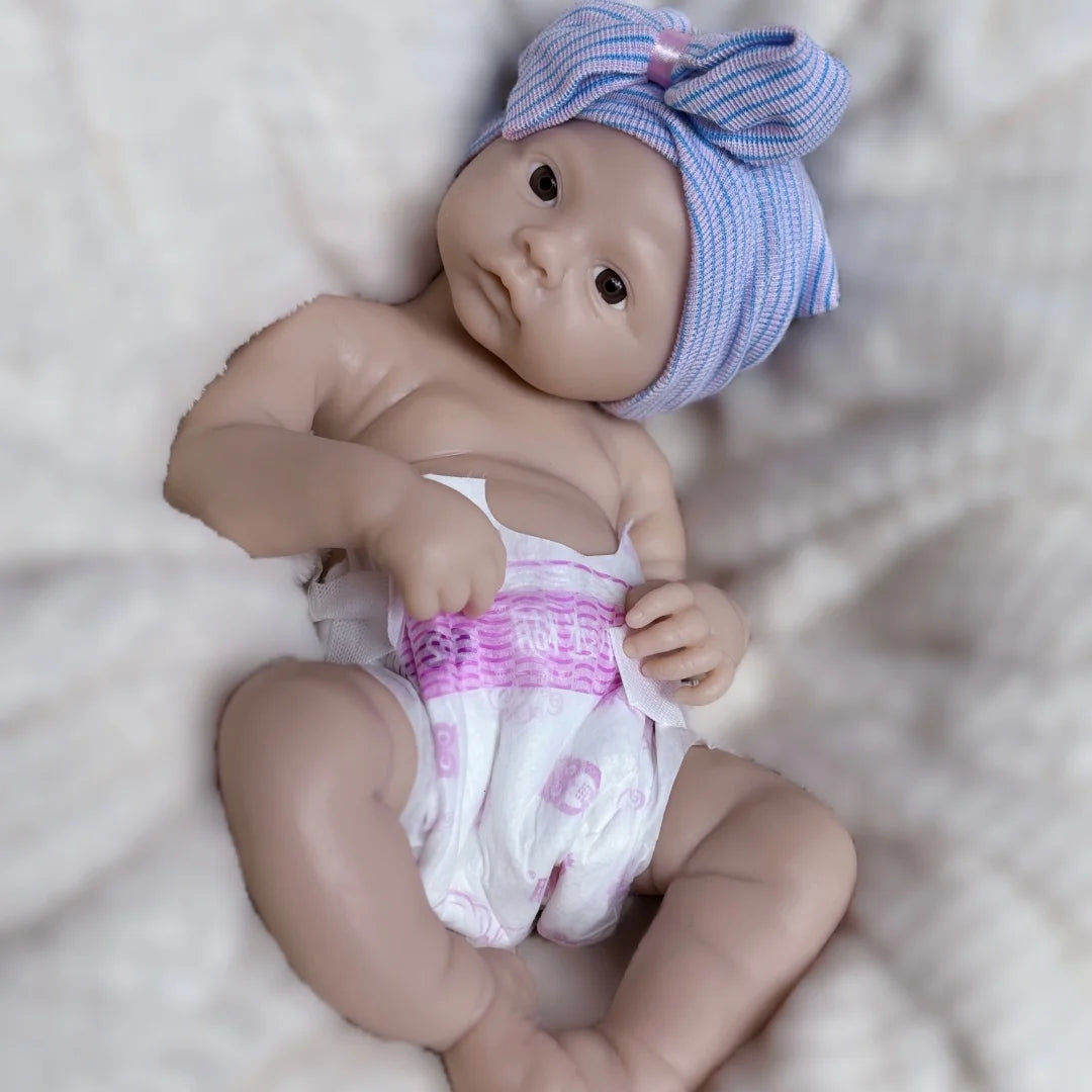 45cm Meadow Can Open Mouth Solid bebe reborn de silicona Girl Doll With 3D Painted Skin Lifelike Real Reborn Baby Doll lifelikesiliconereborns.com