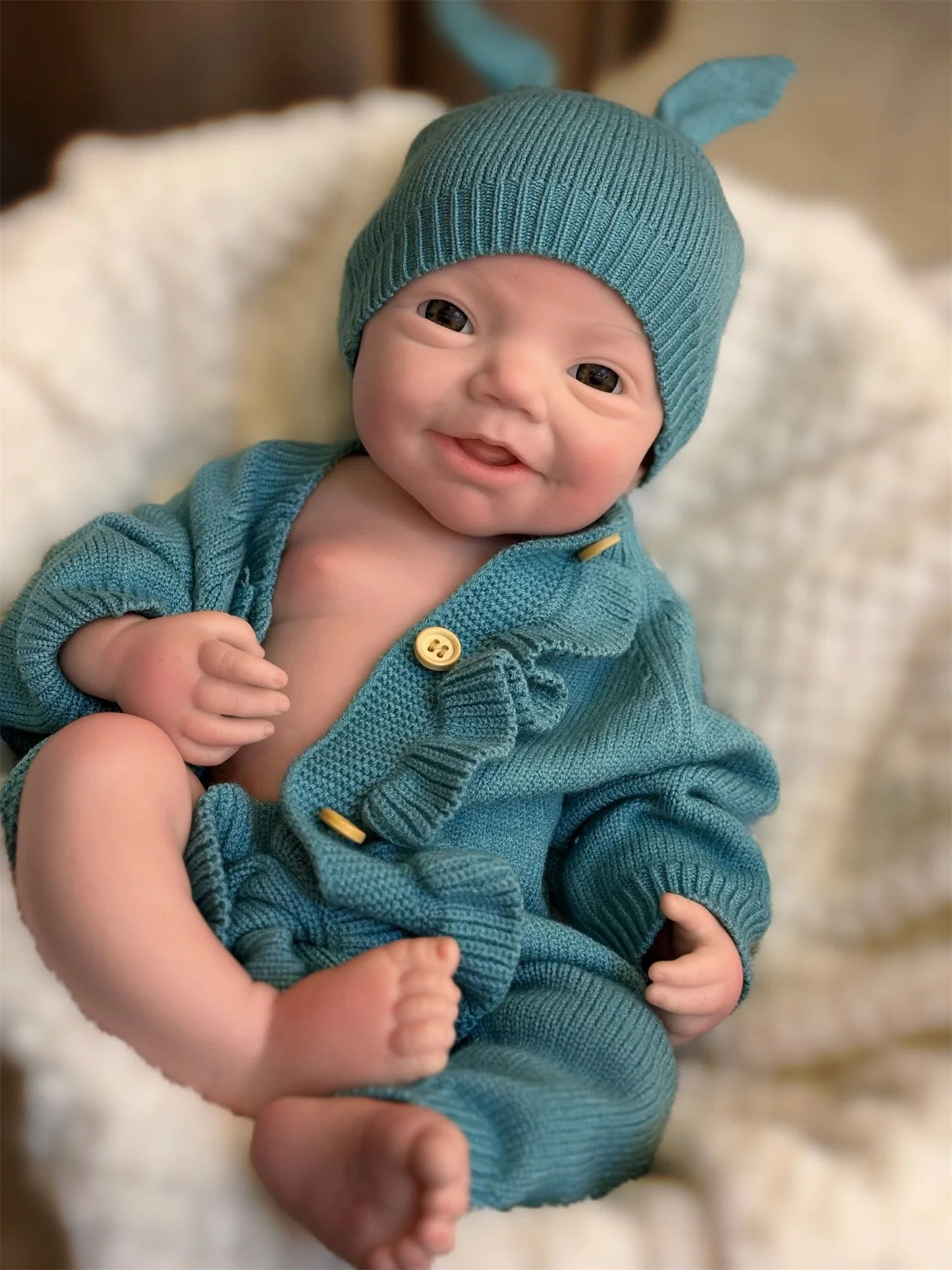 18Inch Open Eyes Full Body Silicone Reborn Girl Doll With 3D Painted Skin Handmade Can Open Mouth Newborn Baby Girl Doll lifelikesiliconereborns.com