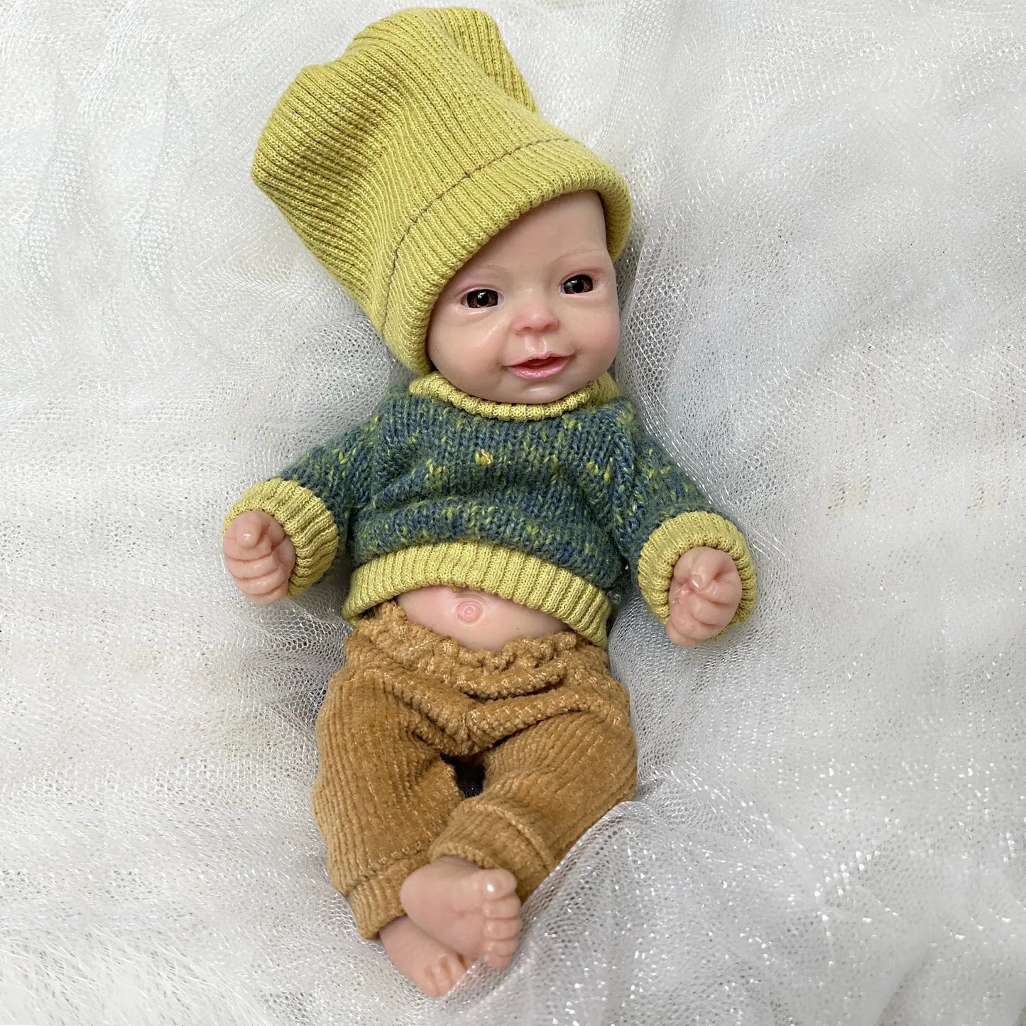 15CM Painted Full Solid Silicone Bebe Boy Reborn Baby Dolls Handmade Cute Mini Palm Dolls Reborn Silicone Dolls реборн мальчик lifelikesiliconereborns.com