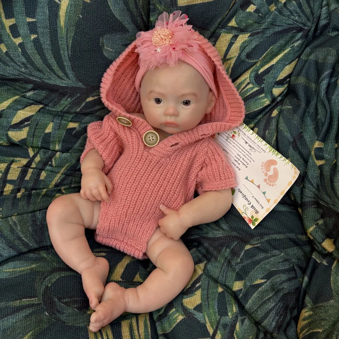 45cm Meadow Can Open Mouth Solid bebe reborn de silicona Girl Doll With 3D Painted Skin Lifelike Real Reborn Baby Doll lifelikesiliconereborns.com
