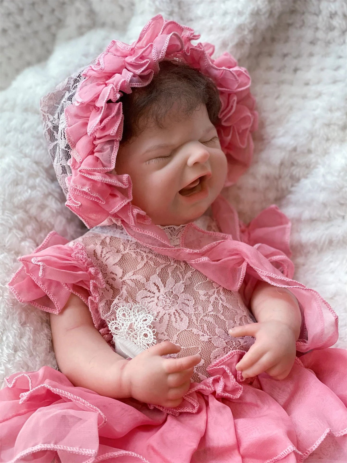 18Inch Washable Maria Solid Silicone Bebe Reborn Girl With Rooted Hair 3D Paint Skin Soft Touch Lifelike Real Newborn Baby Doll lifelikesiliconereborns.com
