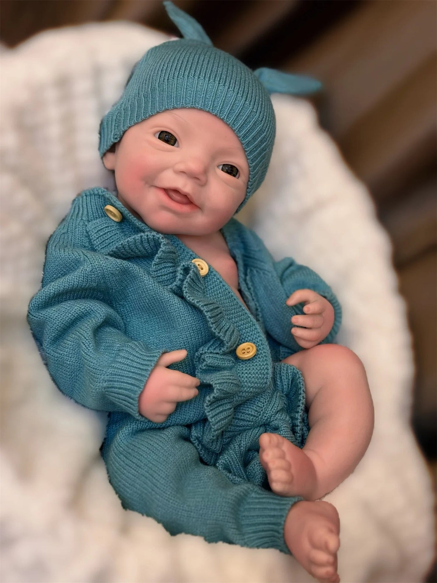 18Inch Open Eyes Full Body Silicone Reborn Girl Doll With 3D Painted Skin Handmade Can Open Mouth Newborn Baby Girl Doll lifelikesiliconereborns.com