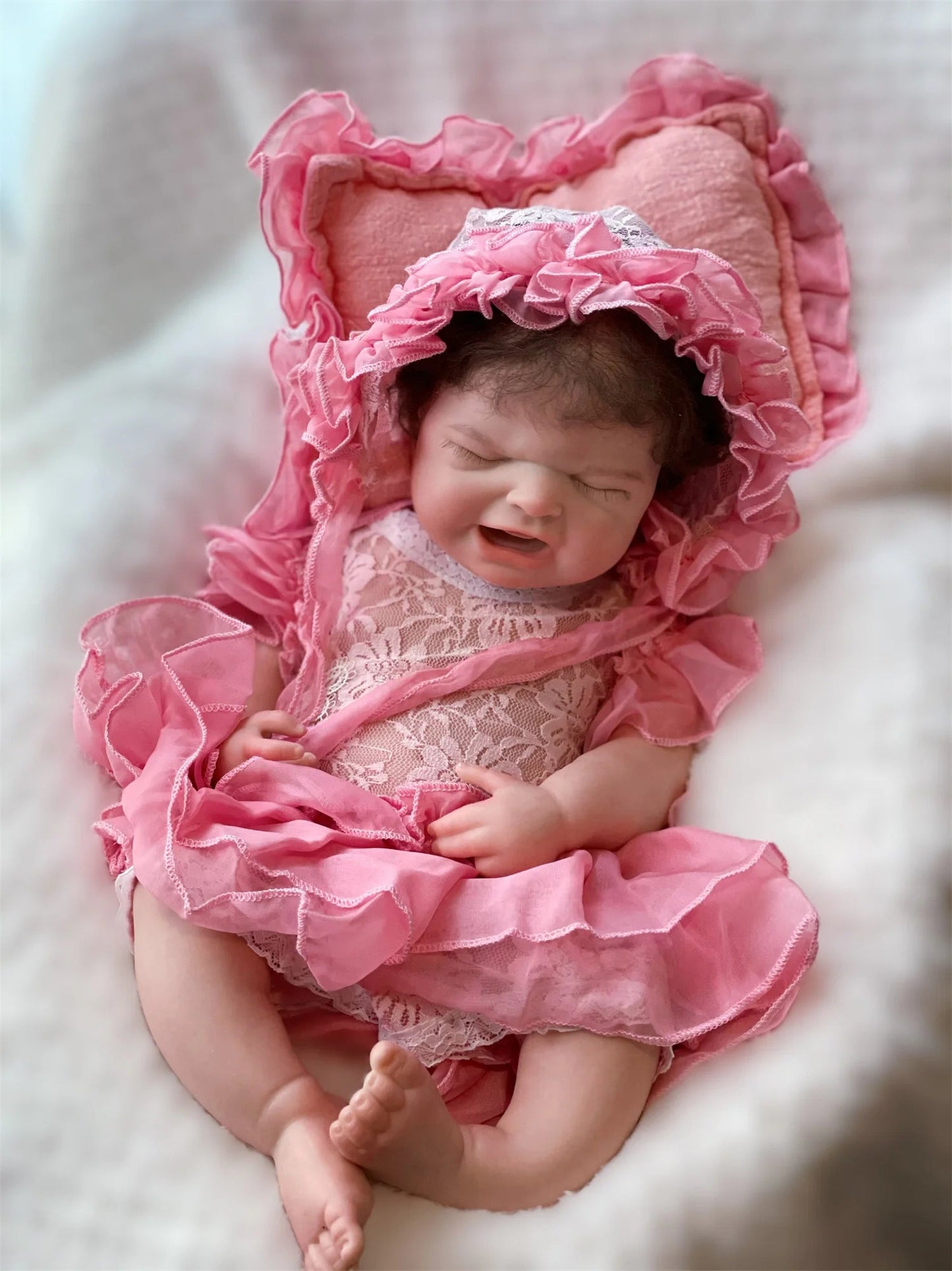 18Inch Washable Maria Solid Silicone Bebe Reborn Girl With Rooted Hair 3D Paint Skin Soft Touch Lifelike Real Newborn Baby Doll lifelikesiliconereborns.com