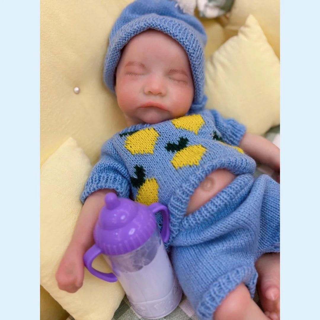 13Inch Close Eyes & Open Mouth Levi Full Body Silicone Bebe Reborn Boy Doll With Painted Bald Lifelike Realistic Newborn Doll lifelikesiliconereborns.com