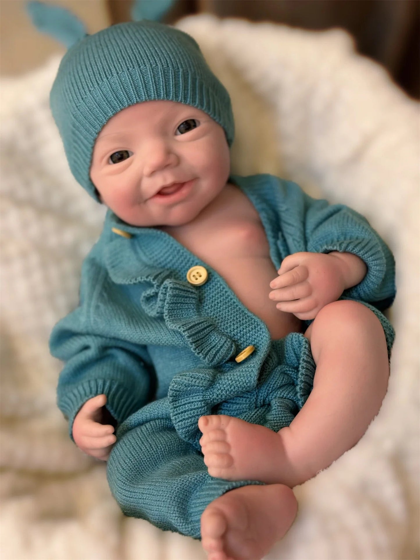 18Inch Open Eyes Full Body Silicone Reborn Girl Doll With 3D Painted Skin Handmade Can Open Mouth Newborn Baby Girl Doll lifelikesiliconereborns.com