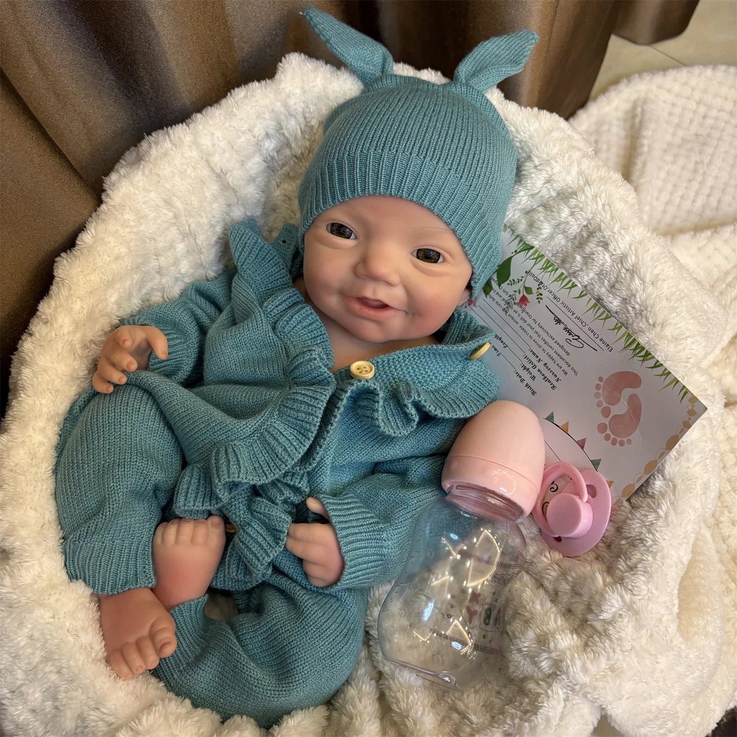 18Inch Open Eyes Full Body Silicone Reborn Girl Doll With 3D Painted Skin Handmade Can Open Mouth Newborn Baby Girl Doll lifelikesiliconereborns.com