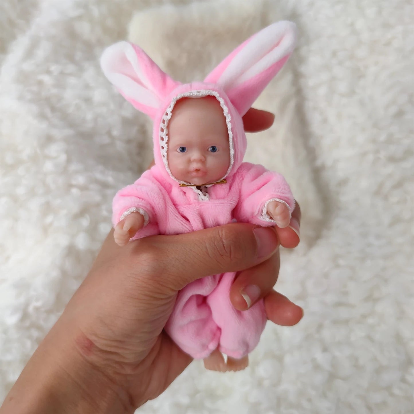 Reborn Baby Dolls Silicone Full Body 4.5 Inch Open Eyes Soft Body Mini Realistic-Newborn Baby Dolls with Feeding Accessories lifelikesiliconereborns.com