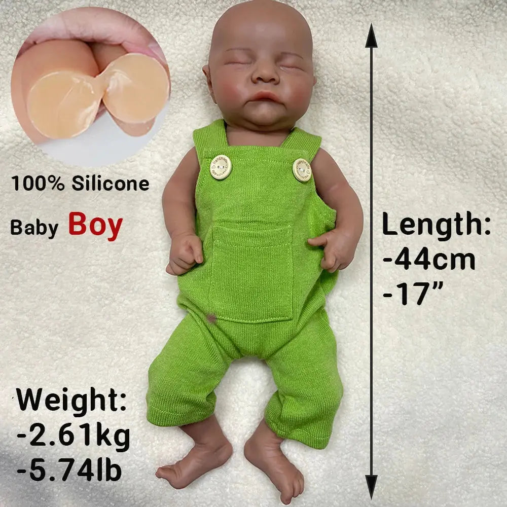 Silicone Newborn 2.6Kg Realistic Soft 18 Inch 44Cm Full Body Solid Silicone Sleepy Closed Eyes Reborn Baby Boy Dolls for Toys lifelikesiliconereborns.com