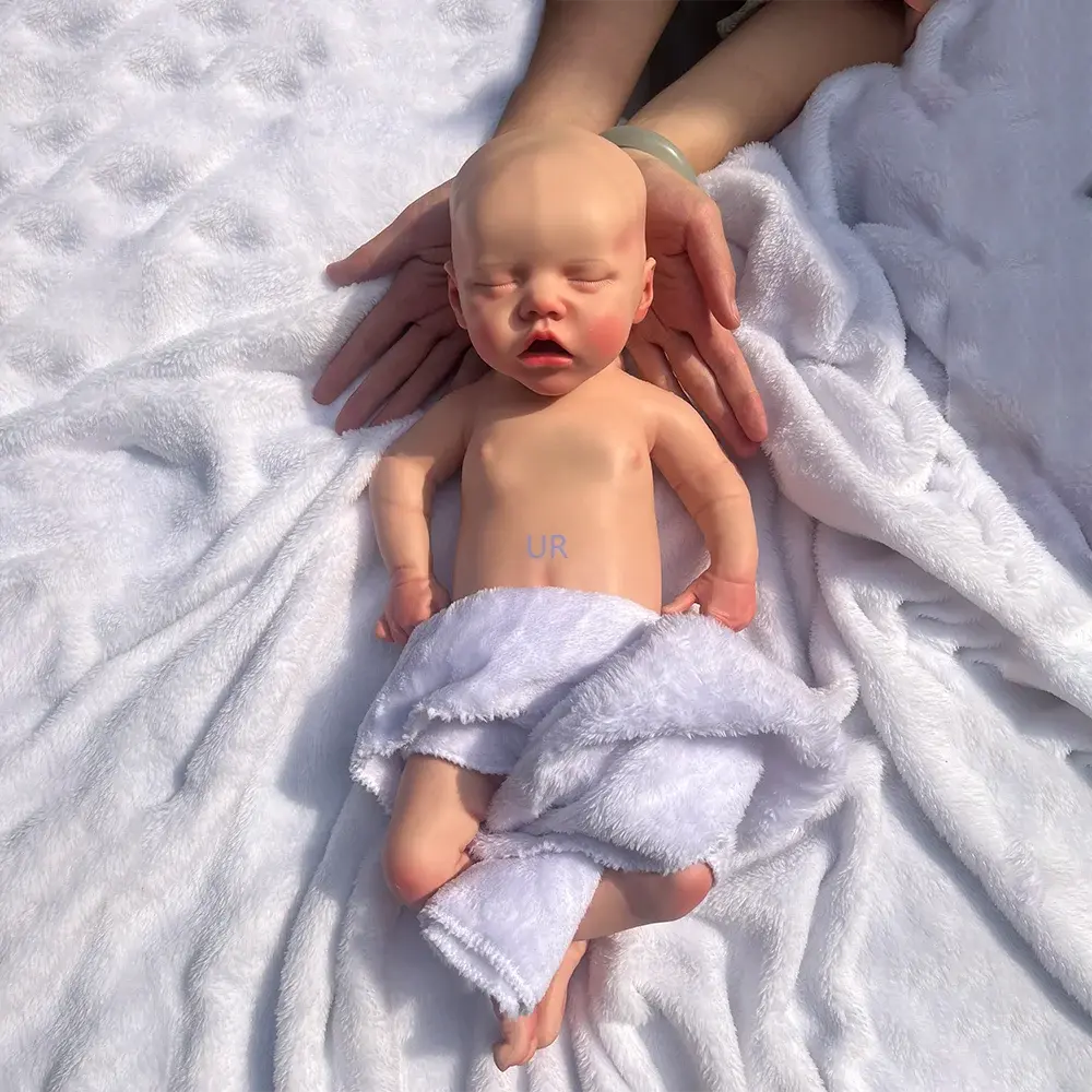 Sleeping Open Mouth Girl Artist Painted Collector Diy Toy Like Real Baby 18 Inch Long Full Body 100% Silicone Reborn Baby Doll lifelikesiliconereborns.com