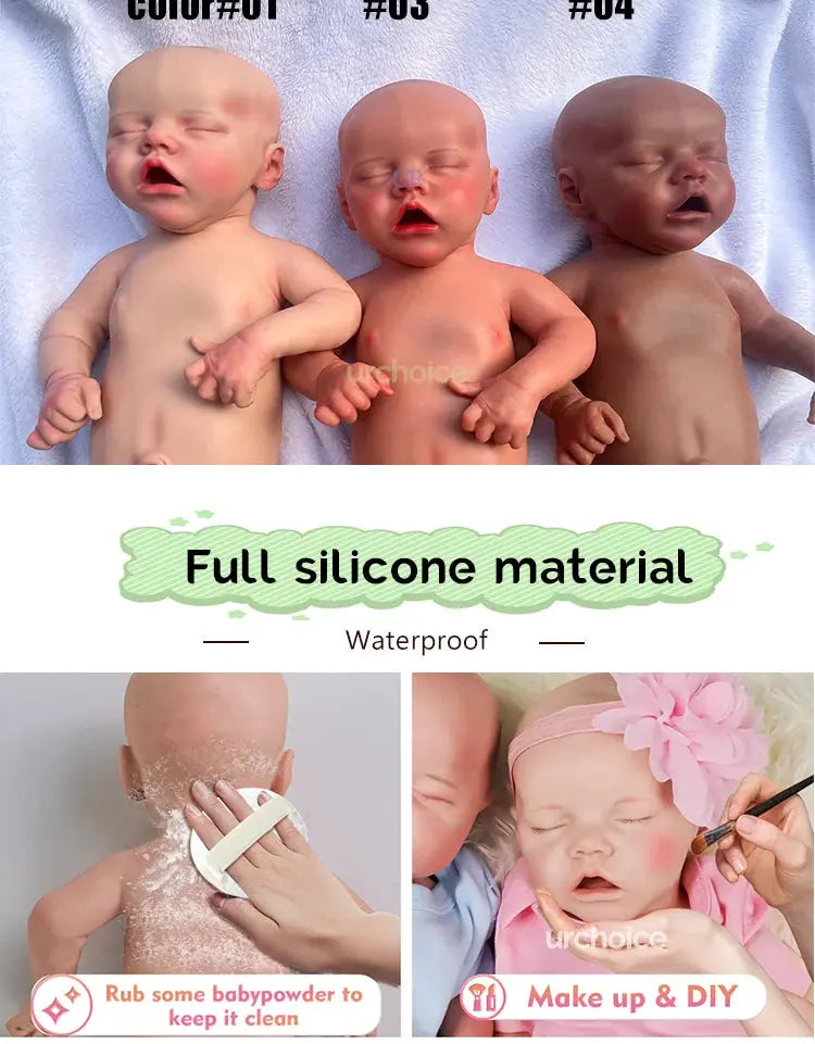 Sleeping Open Mouth Girl Artist Painted Collector Diy Toy Like Real Baby 18 Inch Long Full Body 100% Silicone Reborn Baby Doll lifelikesiliconereborns.com