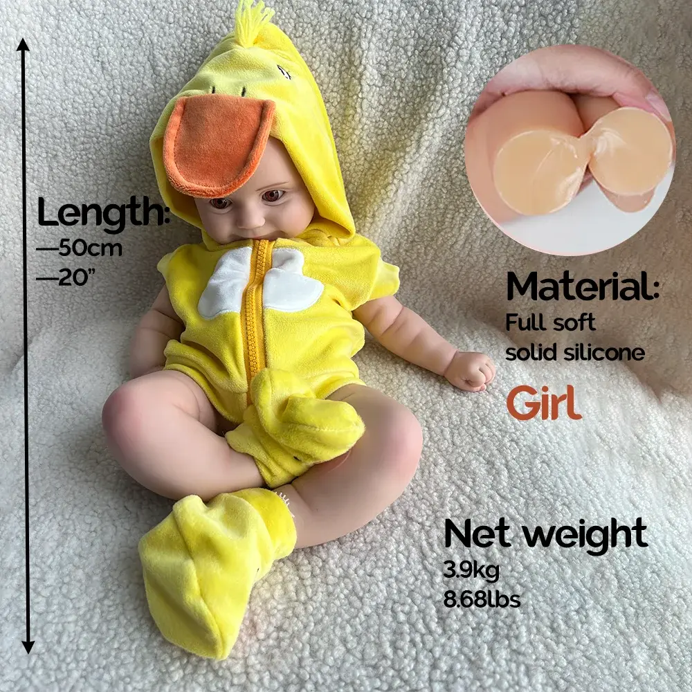Soft Stretchy Blank Silicone Doll 50CM 20" Reborn Baby Chubby Unpainted Newborn Girl Maddie Paint by yourself lifelikesiliconereborns.com