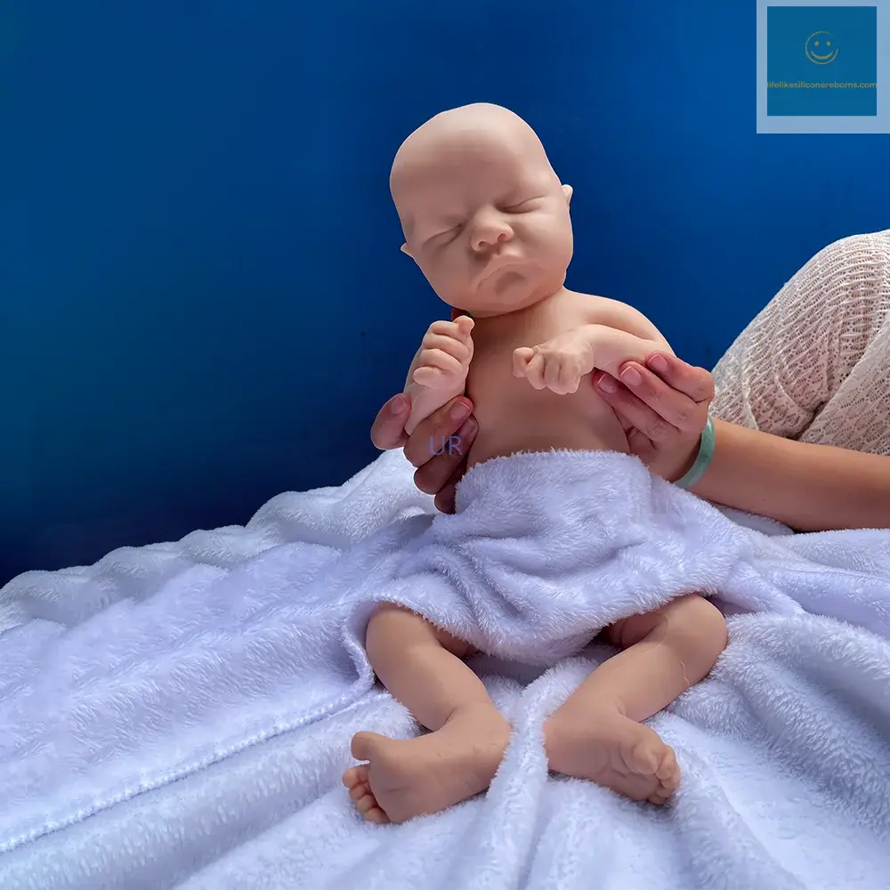 Squishy Bathed Newborn Baby Prototype Like A Real Baby With Visable Skin Texture 17.5 Inch Long Silicone Reborn Baby Doll Boy lifelikesiliconereborns.com