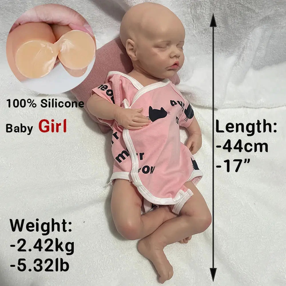 Unpainted 18inch Full Body Silicone Reborn Baby Doll Girl Lifelike Realistic Sleeping Doll Bebe Toys for Children Gift lifelikesiliconereborns.com