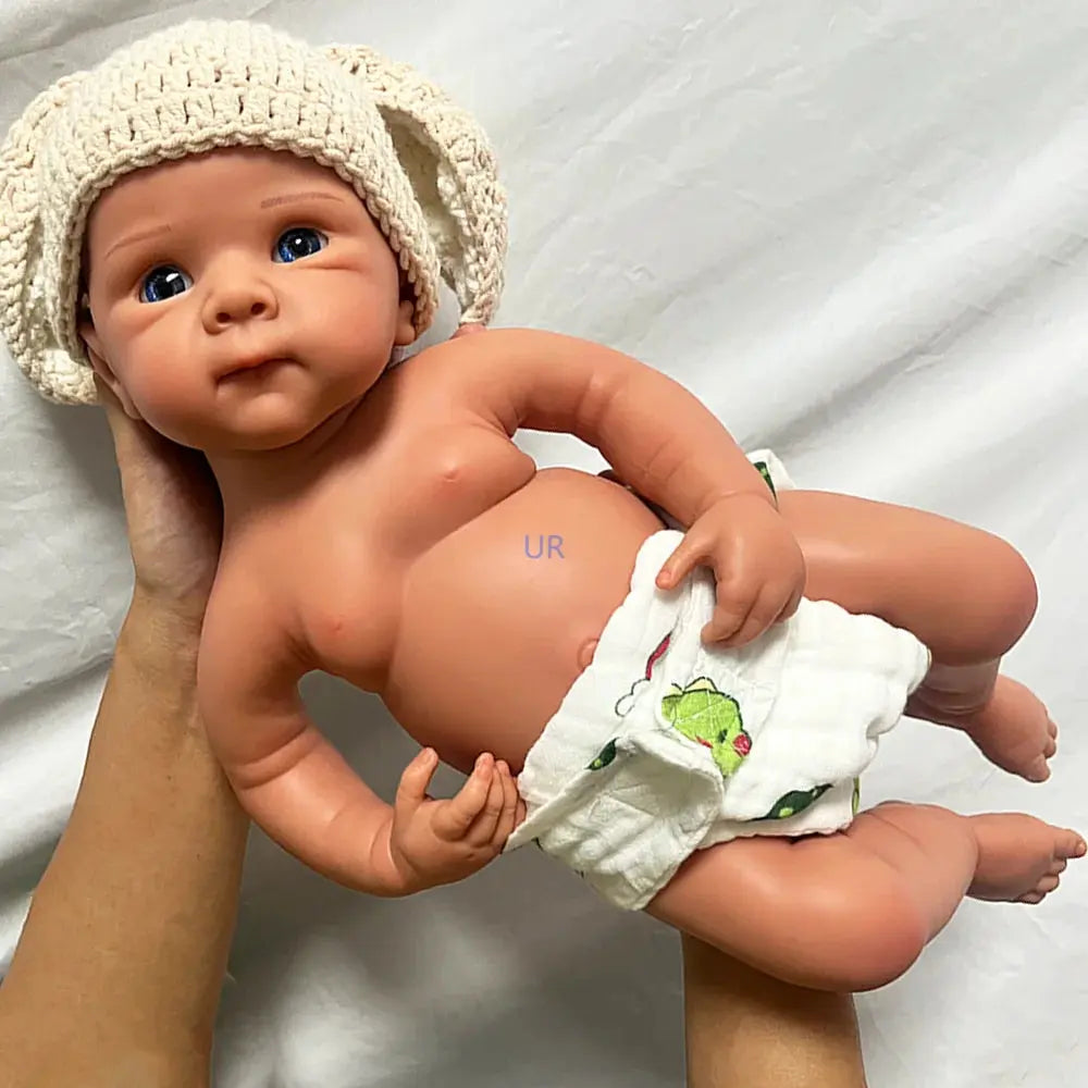 Unpainted 19" 100% Solid Platinum Silicone Reborn Doll DIY Blank Newborn Baby Girl Blue Eyes Painter Collectibles Gift lifelikesiliconereborns.com
