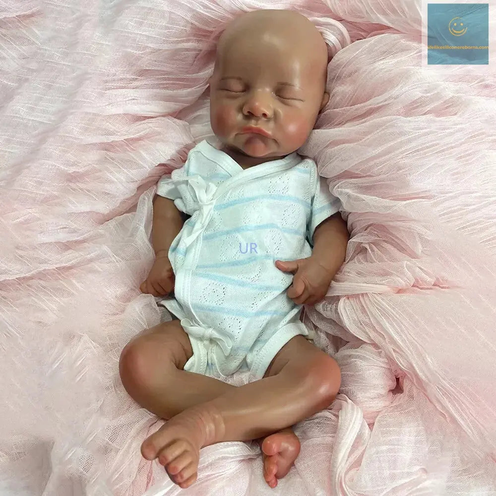 Washable 18" Full Body Soft Platinum Silicone Reborn Doll Flexible Black African American Newborn Baby Boy Painted Finished lifelikesiliconereborns.com
