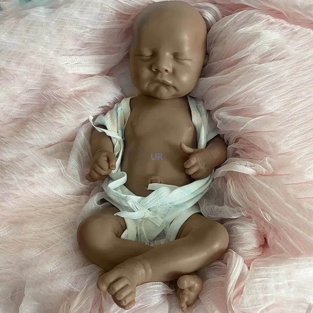 Washable 18" Full Body Soft Platinum Silicone Reborn Doll Flexible Black African American Newborn Baby Boy Painted Finished lifelikesiliconereborns.com