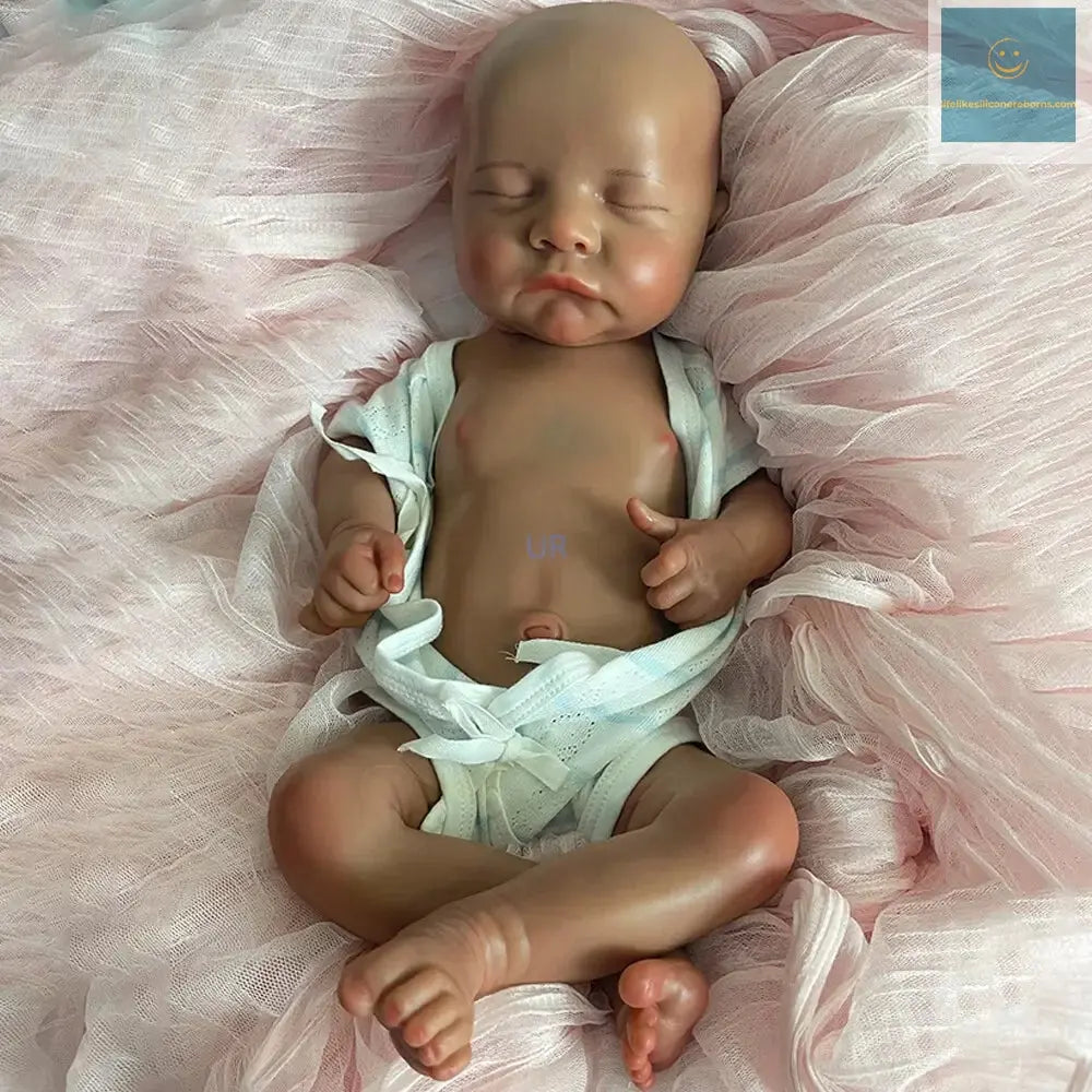 Washable 18" Full Body Soft Platinum Silicone Reborn Doll Flexible Black African American Newborn Baby Boy Painted Finished lifelikesiliconereborns.com