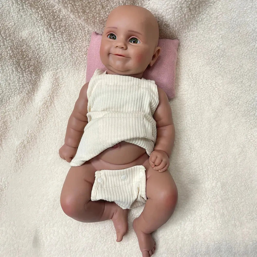 Washable 20 Inch Full Body Realistic Silicone Reborn Baby Doll Lifelike Infant African Smile Girl Artist Collectible lifelikesiliconereborns.com