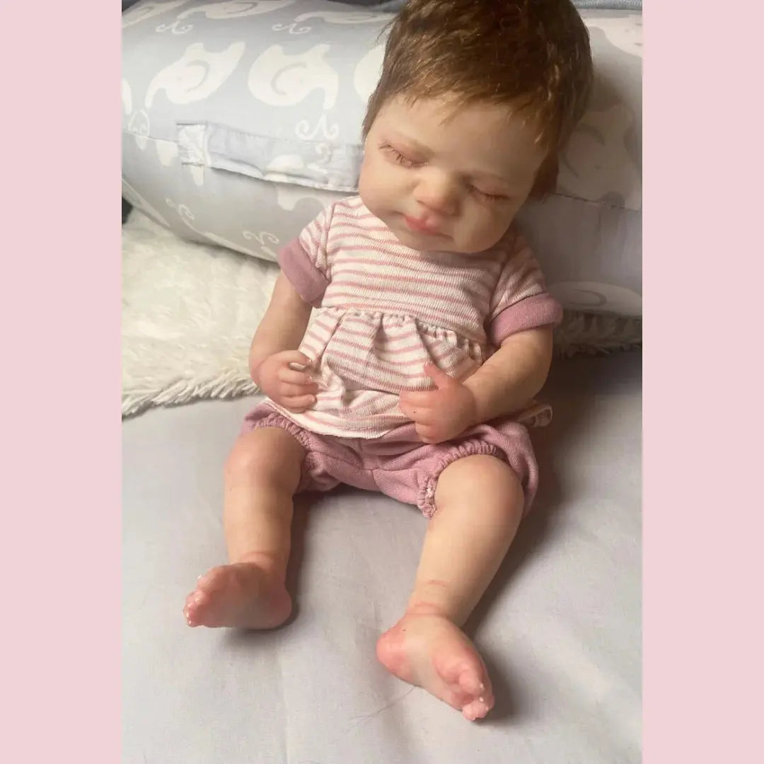 Washable 33cm Pascale Painted Full Body Silicone Bebe Reborn Girl With Rooted Hair Can Open Mouth Newborn Silicone Girl Doll lifelikesiliconereborns.com