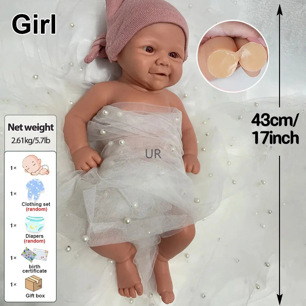 Waterproof Weighted Baby Girl 18" Lifelike Full Body Silicone Reborn Dolls Soft Handmade Newborn Dolls for Collector Gift lifelikesiliconereborns.com