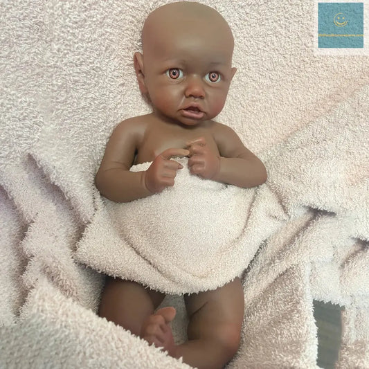 100% Siold Silicone Reborn Baby Dark African Girl 18Inch Collectibles Realistic Soft Waterproof Baby Doll Gift lifelikesiliconereborns.com