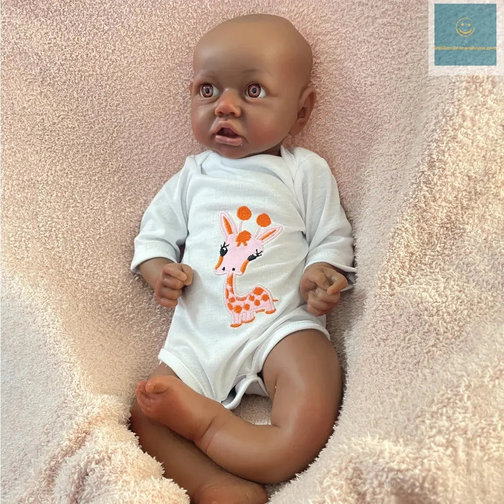 100% Siold Silicone Reborn Baby Dark African Girl 18Inch Collectibles Realistic Soft Waterproof Baby Doll Gift lifelikesiliconereborns.com