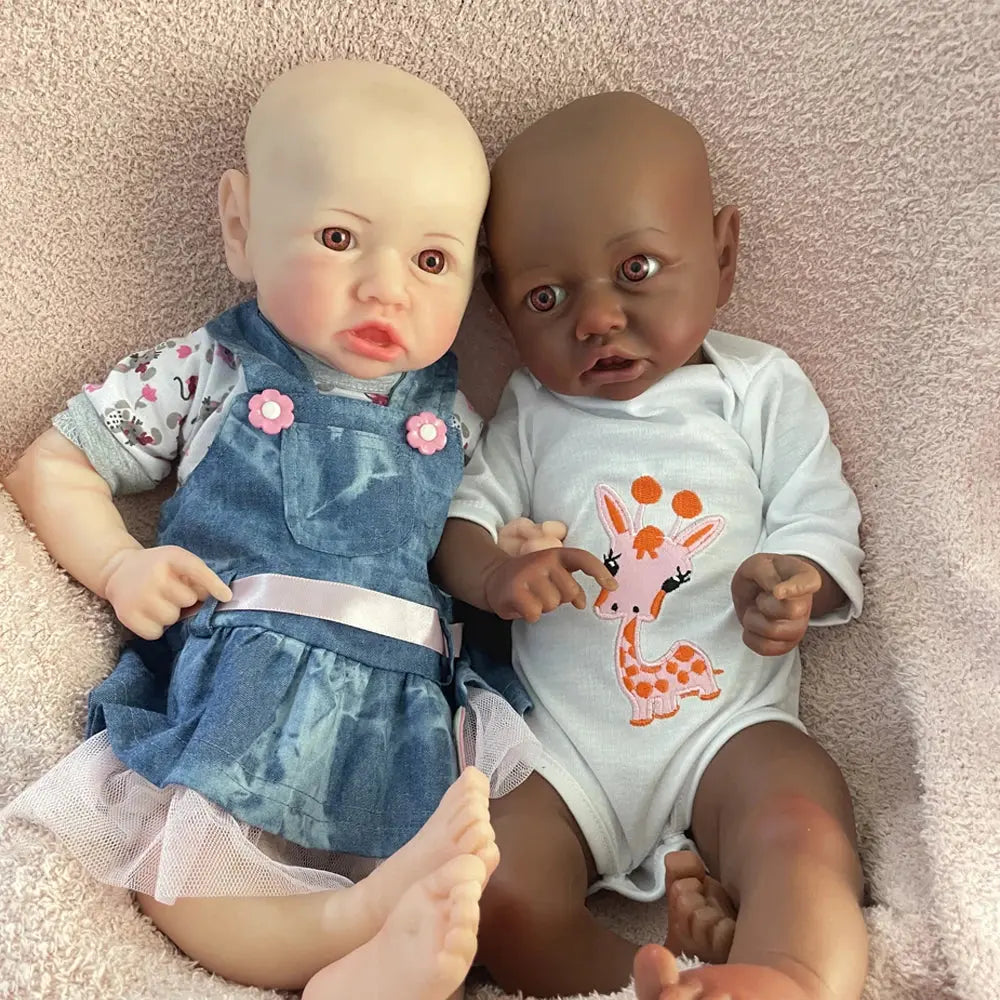 100% Siold Silicone Reborn Baby Dark African Girl 18Inch Collectibles Realistic Soft Waterproof Baby Doll Gift lifelikesiliconereborns.com