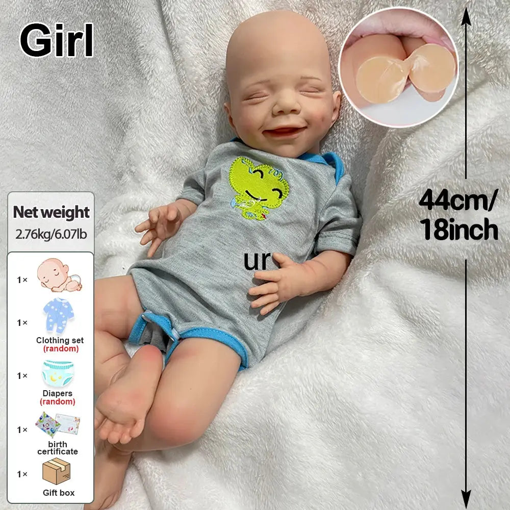 100% Whole Body Silicone Reborn Baby Girl April 45cm Floppy Washable Newborn Infant Cuddle Dolls Corpo De Silicone Birthday Gift lifelikesiliconereborns.com
