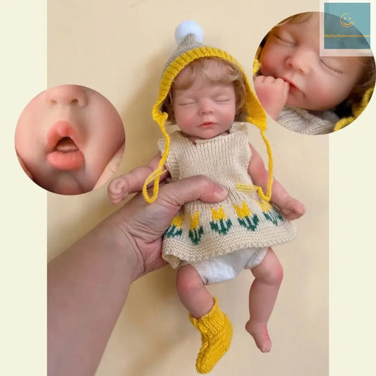 10Inch Can Open Mouth Full Body Silicone Reborn Girl Doll With Handmade Rooted Hair Lifelike Newborn Doll With Sweather Cloth lifelikesiliconereborns.com