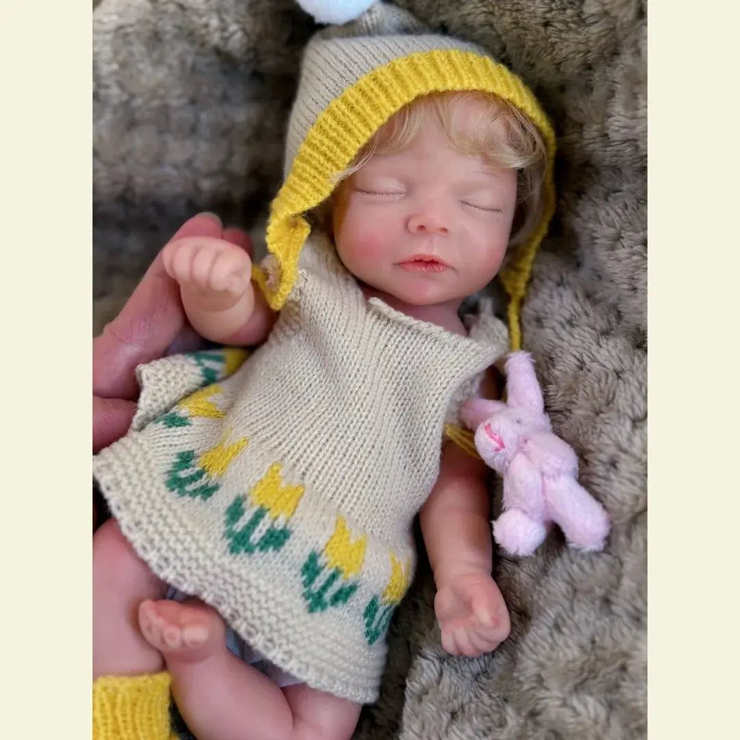 10Inch Can Open Mouth Full Body Silicone Reborn Girl Doll With Handmade Rooted Hair Lifelike Newborn Doll With Sweather Cloth lifelikesiliconereborns.com