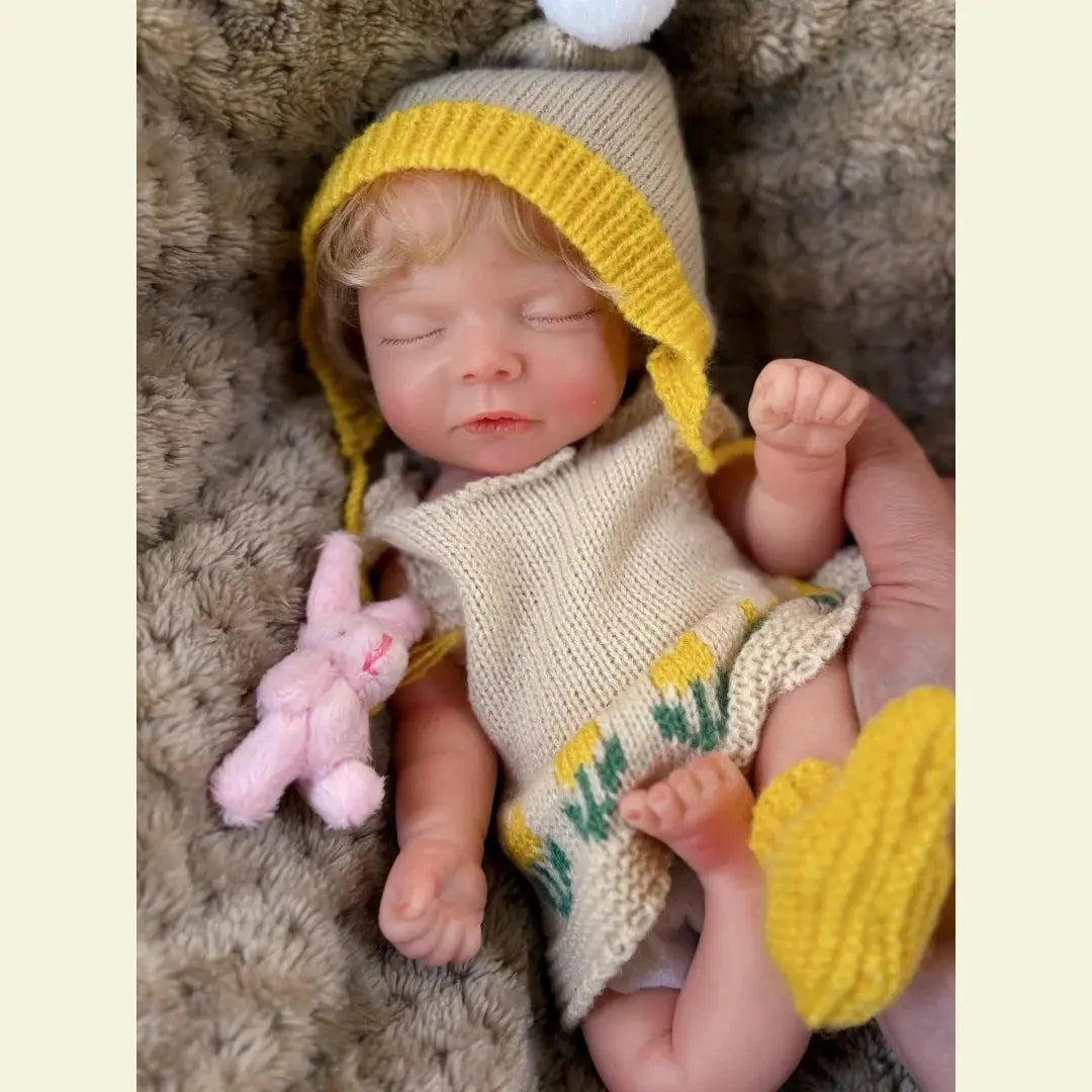 10Inch Can Open Mouth Full Body Silicone Reborn Girl Doll With Handmade Rooted Hair Lifelike Newborn Doll With Sweather Cloth lifelikesiliconereborns.com
