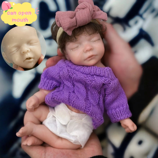 10Inch Silicone Girl Can Open Mouth Reborn Doll With Rooted Hair Handmade Full Solid Silicone Reborn Baby Doll For Girls Gift lifelikesiliconereborns.com