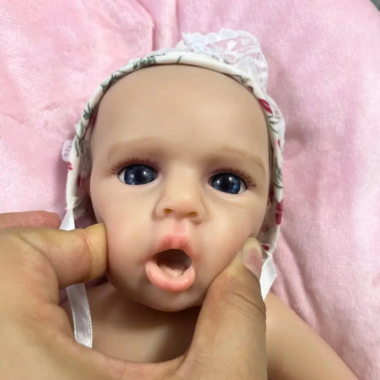 12-13 Inch Mini Full Silicone Reborn Baby Doll LouLou Awake With Open Mouth Lifelike Solid Silicone Girl Birthday Christmas Gift lifelikesiliconereborns.com