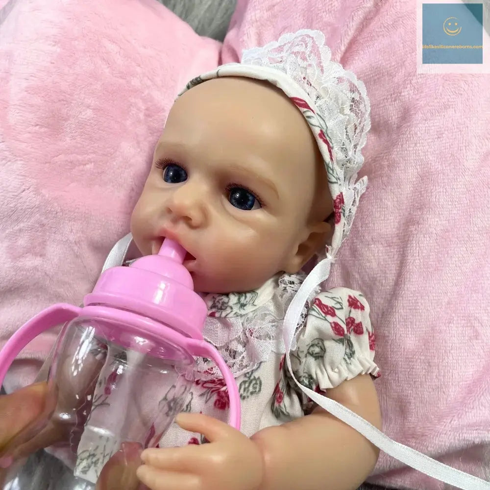 12-13 Inch Mini Full Silicone Reborn Baby Doll LouLou Awake With Open Mouth Lifelike Solid Silicone Girl Birthday Christmas Gift lifelikesiliconereborns.com