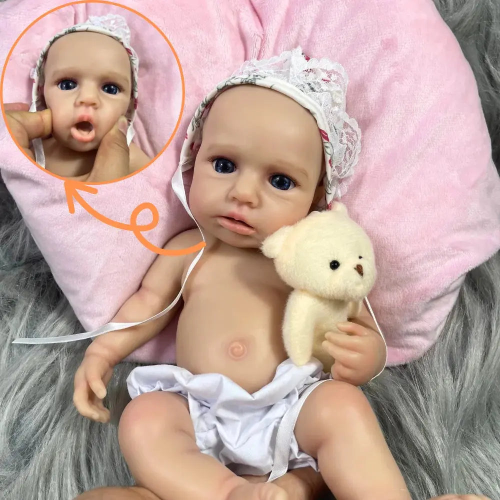 12-13 Inch Mini Full Silicone Reborn Baby Doll LouLou Awake With Open Mouth Lifelike Solid Silicone Girl Birthday Christmas Gift lifelikesiliconereborns.com