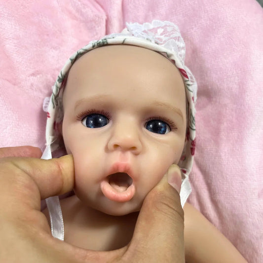 12-13 Inch Mini Full Silicone Reborn Baby Doll LouLou Awake With Open Mouth Lifelike Solid Silicone Girl Birthday Christmas Gift lifelikesiliconereborns.com