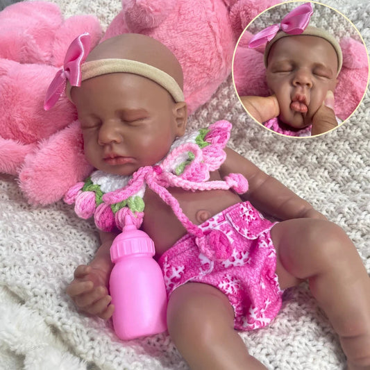 12 Inch Mini African Americans LouLou Reborn Silicone Baby Lovely Black Girl Solid Silicone Doll Birthday Christmas Gift lifelikesiliconereborns.com