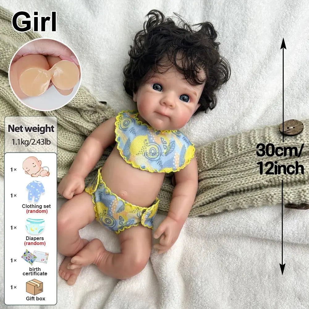 12" Lifelike Silicone Reborn Baby Girl Bettie With Rooted Hair Soft Realistic Newborn Doll For Art Collection Gift Kids Toy lifelikesiliconereborns.com