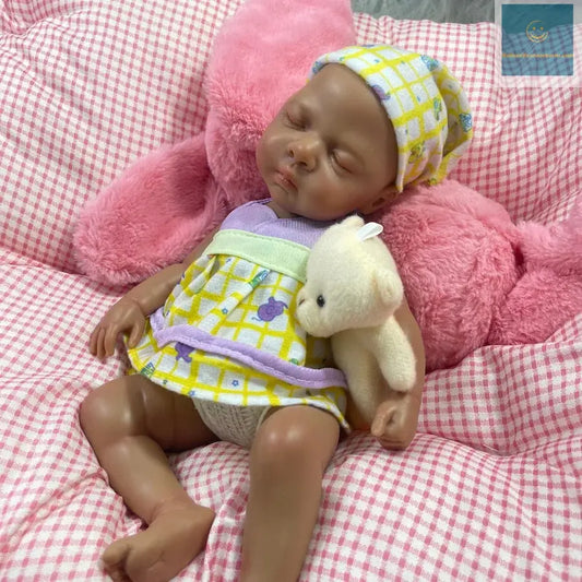 13 Inch Dark Skin Silicone Reborn Baby Doll Luna African American Girl Full Solid Silicone Washable Doll Toy Christmas Gift lifelikesiliconereborns.com