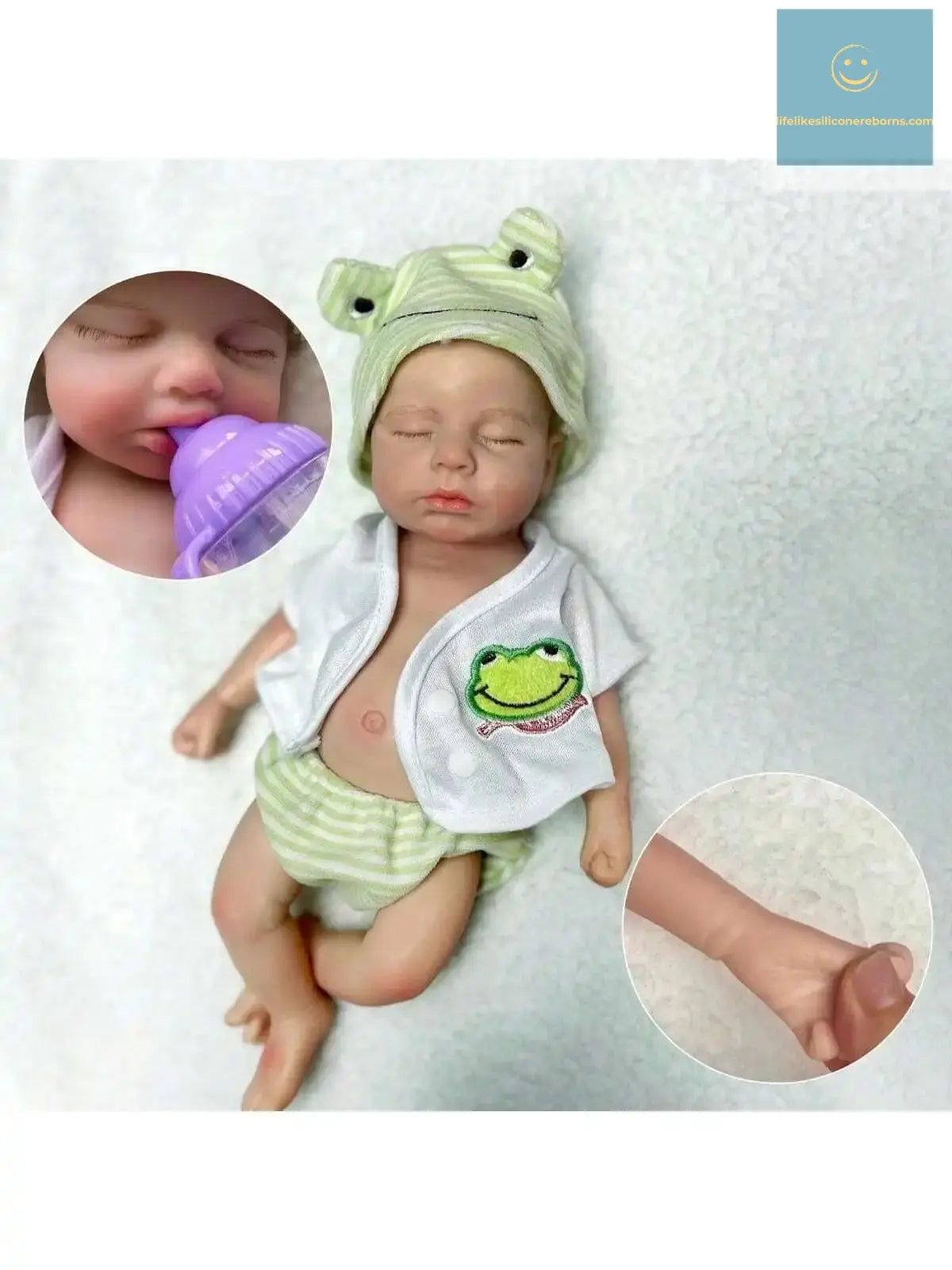 13-Inch Silicone Loulou Reborn Girl Or Boy Baby Handmade with a Soft Touch, Can Open Mouth, Adorable Newborn Bebe Doll lifelikesiliconereborns.com