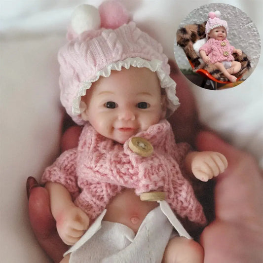 15cm Can Washable Mini Vivienne Solid Silicone Bebe Reborn Girl Doll WIth Painted Skin Soft Touch Lifelike Cute Reborn Dolls lifelikesiliconereborns.com