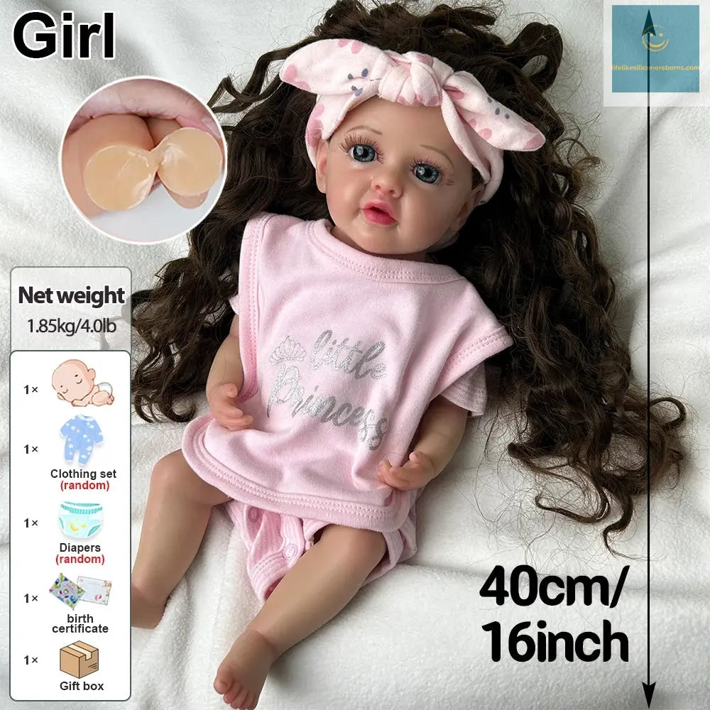 16Inch High-Simulation Silicone Reborn Baby Girl Lifelike Details Durable Materials For Role-Playing Christmas Gift Kids Toy lifelikesiliconereborns.com