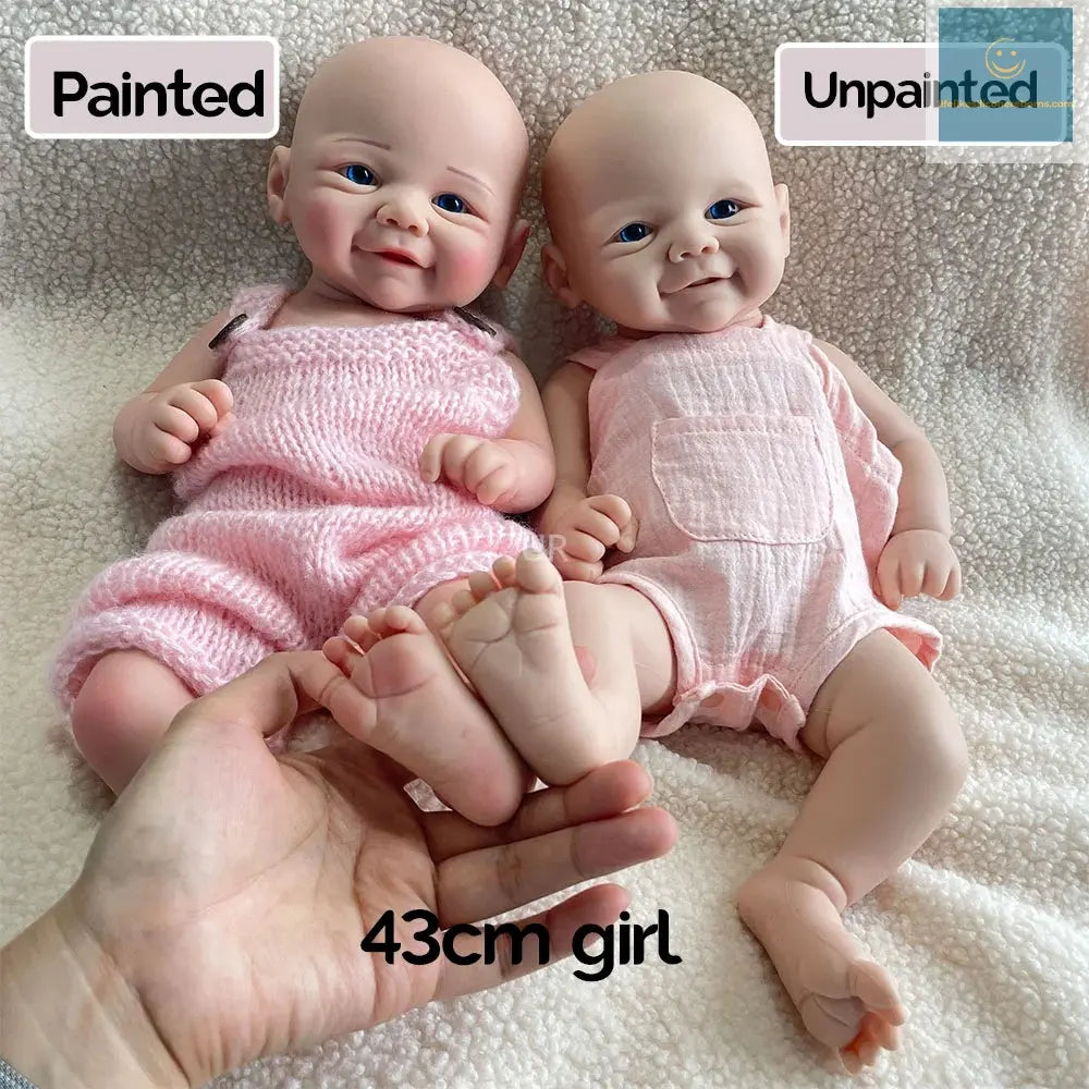 17-Inch Full Solid Platinum Silicone Reborn Baby Doll Lifelike Washable Girl Doll with Realistic Eyes 1:1 Size Weight Vivienne lifelikesiliconereborns.com