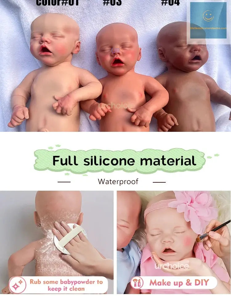 17-Inch Full Solid Platinum Silicone Reborn Baby Doll Lifelike Washable Girl Doll with Realistic Eyes 1:1 Size Weight Vivienne lifelikesiliconereborns.com