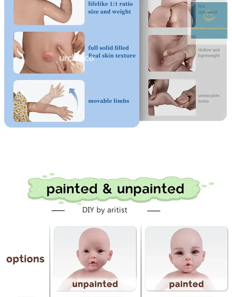 17-Inch Full Solid Platinum Silicone Reborn Baby Doll Lifelike Washable Girl Doll with Realistic Eyes 1:1 Size Weight Vivienne lifelikesiliconereborns.com